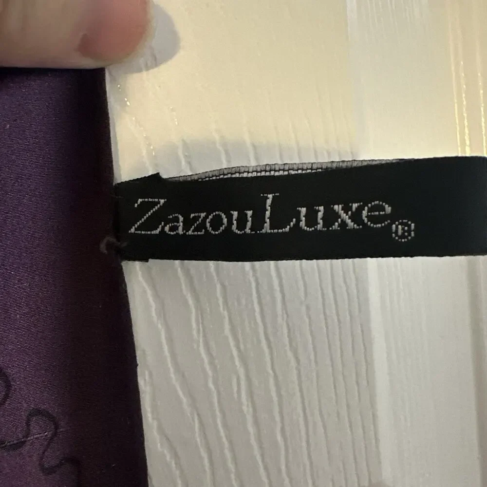 ZAZOU LUXE Scarf Womens Silk Grape Hand Rolled Rectangle Purple 21